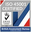 ISO 45001:2018 certification badge